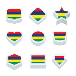 mauritius flags icons and button set nine styles vector image