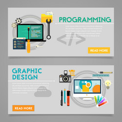 Programming and graphic design concept banners vector