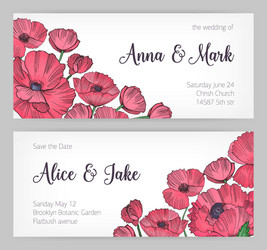 set of gorgeous templates for save the date card vector