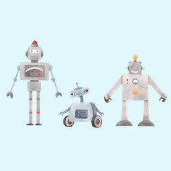 watercolor robot set vector