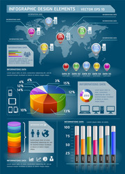 Global Information Chart with Map Elements vector image