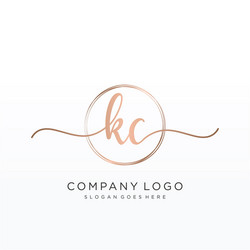 Kc initial handwriting logo design Royalty Free Vector Image