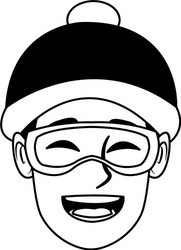 Man with googles and winter hat in black white vector
