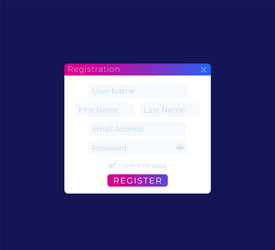 Register form web ui design vector