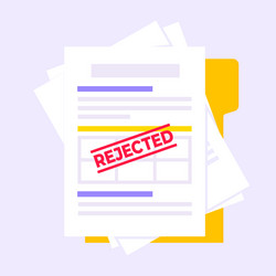 Rejected credit or loan form with file and claim vector