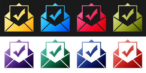 set envelope with document and check mark icon vector image
