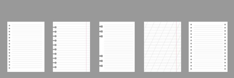 set of notebook sheets isolated on gray background vector image