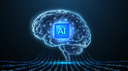 AI Brain with Microchip vector image
