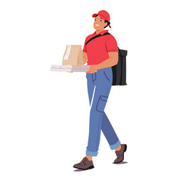 efficient courier service delivering food packages vector