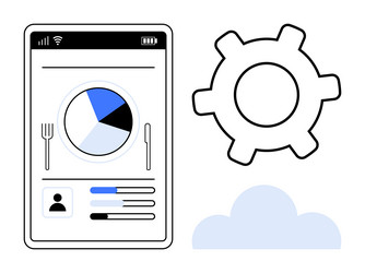 mobile app dashboard with pie chart settings gear vector image