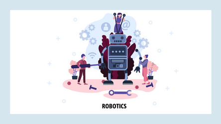people build a robot robotics technology concept vector image