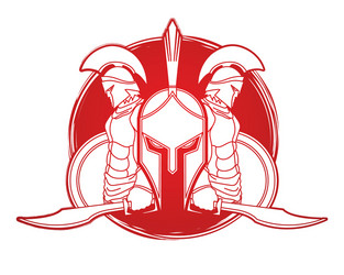 Spartan Warriors with Sword & Shield Vector Image