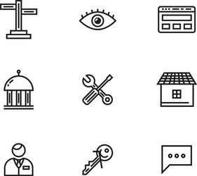 9 line icons set for web and user interface vector image