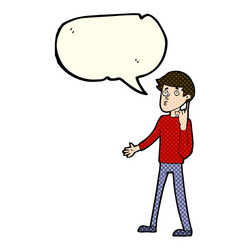 Cartoon man asking question with speech bubble vector