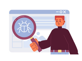 debugging web application flat concept spot vector