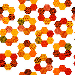 Patchwork pattern with flowers made of hexagonal vector