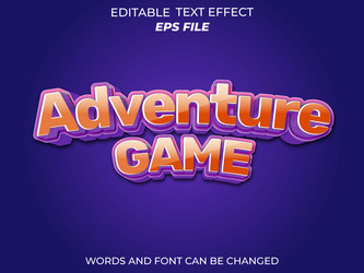 adventure game editable text effect 3d font style vector image