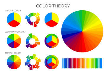 Color harmonies with colour wheels and swatches Vector Image