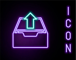 glowing neon line upload inbox icon isolated vector image
