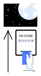 hand inserting card into hs code machine vector image