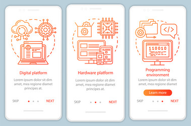 programming environment onboarding mobile app vector