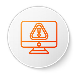 orange line computer monitor with exclamation mark vector image