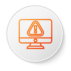 orange line computer monitor with exclamation mark vector