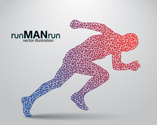 silhouette of a running man from triangle vector image