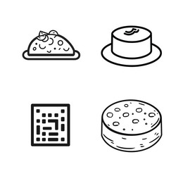 simple line art set with food cake and qr code vector image