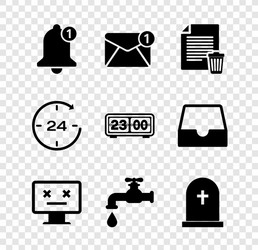 set bell new email incoming message delete file vector image