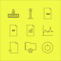 files and folders linear icon set simple outline vector image