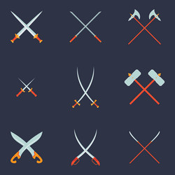 swords set collection of crossed knight sword vector