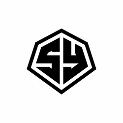 sy monogram logo with hexagon shape and line vector image