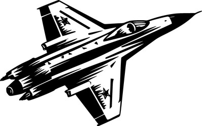 Black & White Fighter Jet Logo Vector Image