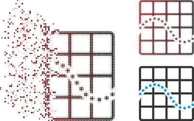 dissolving pixel halftone function chart icon vector image