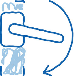 Push handle to open window closure doodle icon vector