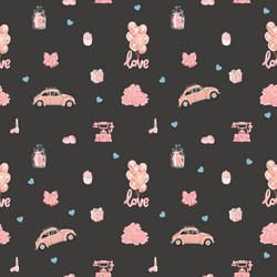 seamless pattern with romantic objects in rose vector image