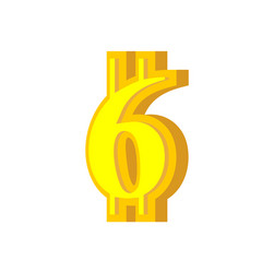 6 numeral bitcoin font six numeric crypto vector