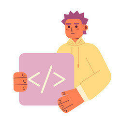 computer coder job flat concept spot vector