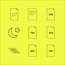 files and folders linear icon set simple outline vector