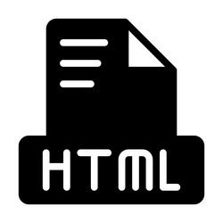 html file icon solid style simple design document vector image