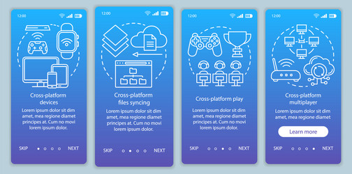 Cross platform connection onboarding mobile app vector