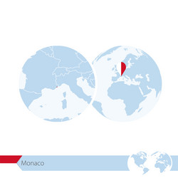 monaco on world globe with flag and regional map vector image