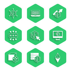 Set nft digital crypto art blockchain technology vector