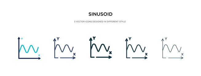 sinusoid icon in different style two colored vector image