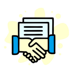 Notary judge handshake icon outline vector