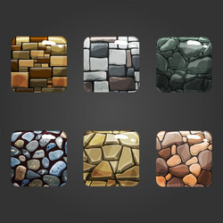 set of shiny stone square button vector