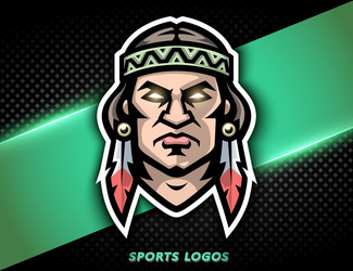 american indian logo chieftain sport mascot Vector Image