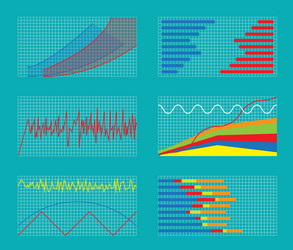 Set of graphs and charts data statistic vector