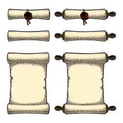 set scroll with seal isolated on white background vector image